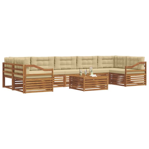 vidaXL Conjunto de sof&aacute;s de exterior con coj&iacute;n 8 pcs Natural y Beige