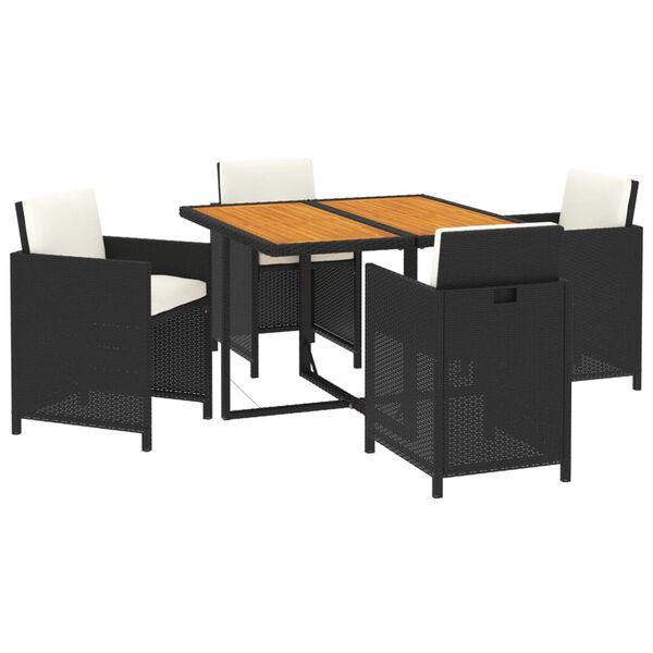 vidaXL Set comedor de jardín 5 pzas con cojines ratán sintético negro