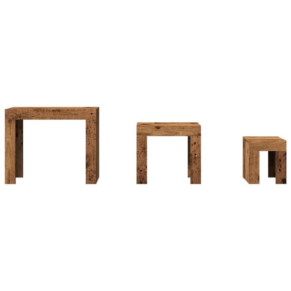 vidaXL Mesas de centro apilables 3 uds madera de ingeniería envejecida