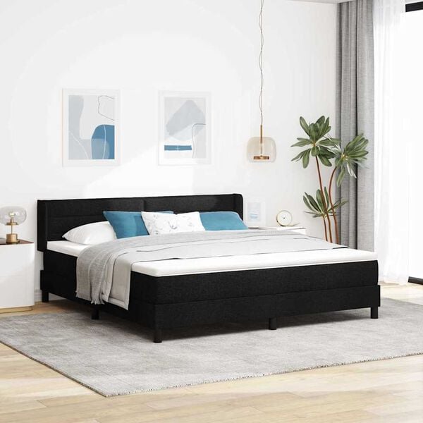 vidaXL Cama tipo Box Spring con colch&oacute;n Negro 200 x 180 cm Poli&eacute;ster