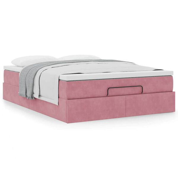 vidaXL Estructura cama otomana colch&oacute;n terciopelo rosa 140x200cm