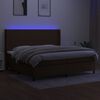 vidaXL Cama box spring colch&oacute;n luces LED tela marr&oacute;n oscuro 200x200 cm
