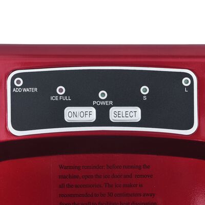 vidaXL Máquina para hacer cubitos de hielo rojo 1,4 L 15 kg / 24 h