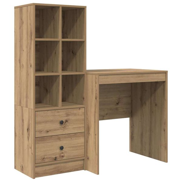 vidaXL Escritorio con caj&oacute;n 2 pcs Roble artesanal