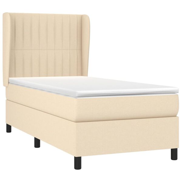 vidaXL Cama box spring con colch&oacute;n tela color crema 80x200 cm