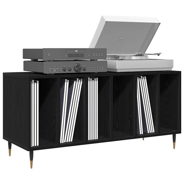 vidaXL Mueble para discos de vinilo Roble Negro 100 x 38 x 48 cm
