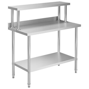 vidaXL Mesa de trabajo de cocina con estante acero inox 120x60x120 cm