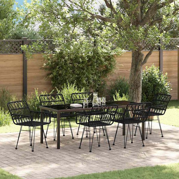 vidaXL Conjunto de Comedor de Jard&iacute;n 7 pcs Negro