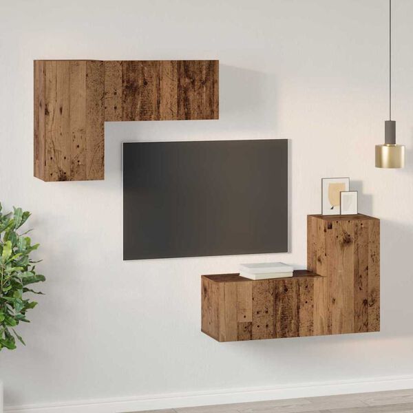 vidaXL Conjunto de mueble de TV 4 pcs Madera envejecida