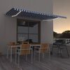 vidaXL Toldo retr&aacute;ctil manual con LED azul y blanco 500x350 cm