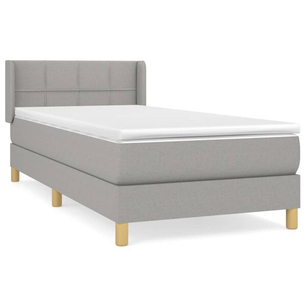 vidaXL Cama box spring con colch&oacute;n tela gris claro 90x200 cm
