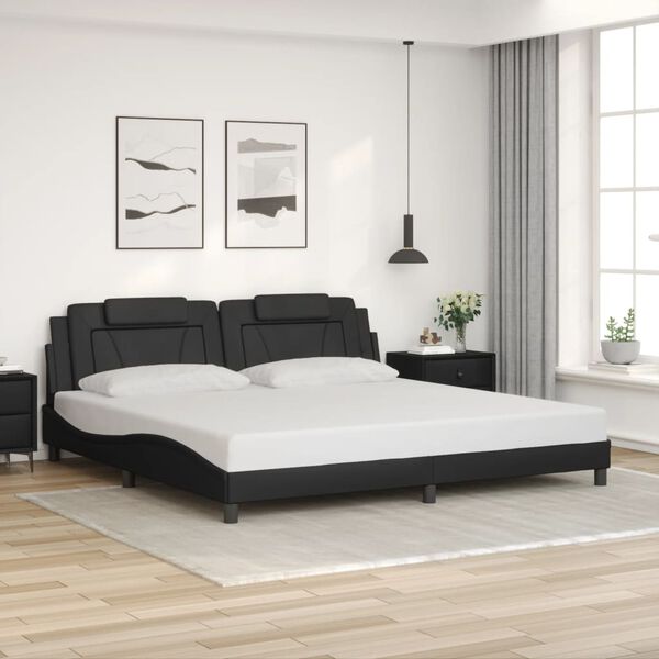 vidaXL Estructura de cama Viana con LED sin colch&oacute;n negro 200x200 cm