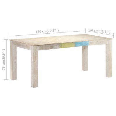 vidaXL Mesa de comedor de madera maciza de mango blanco 180x90x76 cm