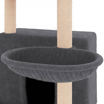 vidaXL Rascador para gatos con postes de sisal gris oscuro 132 cm