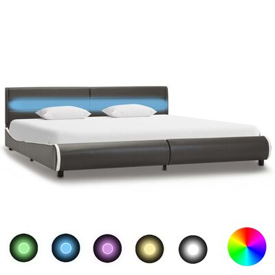 vidaXL Estructura cama y LED cuero sintético gris antracita 180x200 cm