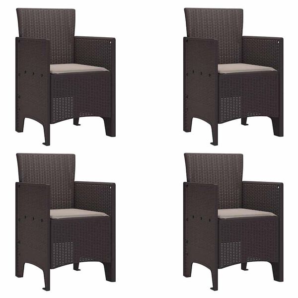 vidaXL Silla de Jardín 4 pcs Marrón 53 x 49 x 85 cm PP