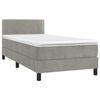 vidaXL Cama box spring colch&oacute;n y LED terciopelo gris claro 90x200 cm