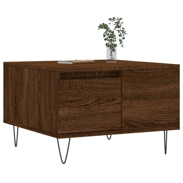 vidaXL Mesa de centro madera contrachapada roble marrón 55x55x36,5 cm