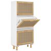 vidaXL Zapatero madera contrachapada blanco rat&aacute;n natural 52x25x115 cm