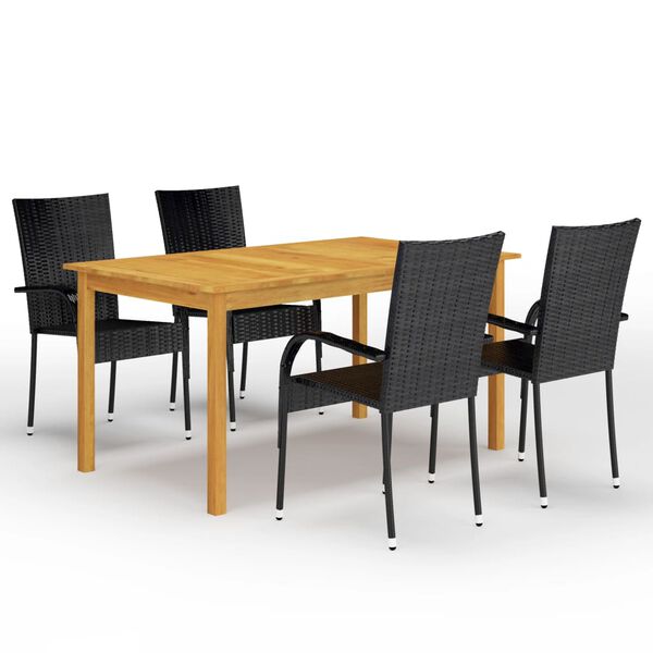 vidaXL Juego de comedor para jardín 5 piezas negro