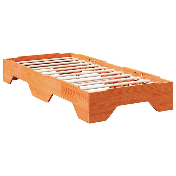 vidaXL Estructura de cama apilable sin colch&oacute;n marr&oacute;n cera 100x200 cm