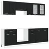 vidaXL Unidad de cocina Lyon 8 pcs Roble Negro Madera de ingenier&iacute;a