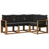 vidaXL Conjunto de sof&aacute;s de exterior con coj&iacute;n 4 pcs Natural y negro
