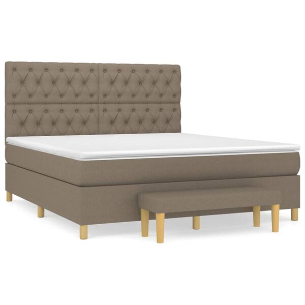 vidaXL Cama box spring con colch&oacute;n tela gris taupe 160x200 cm