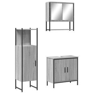 vidaXL Set de muebles de ba&ntilde;o 3 pzas madera contrachapada gris sonoma
