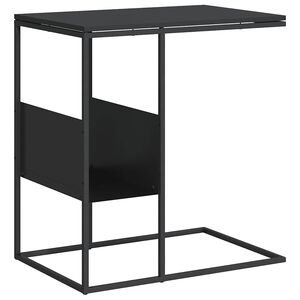 vidaXL Mesa auxiliar de madera contrachapada negra 55x36x59,5 cm