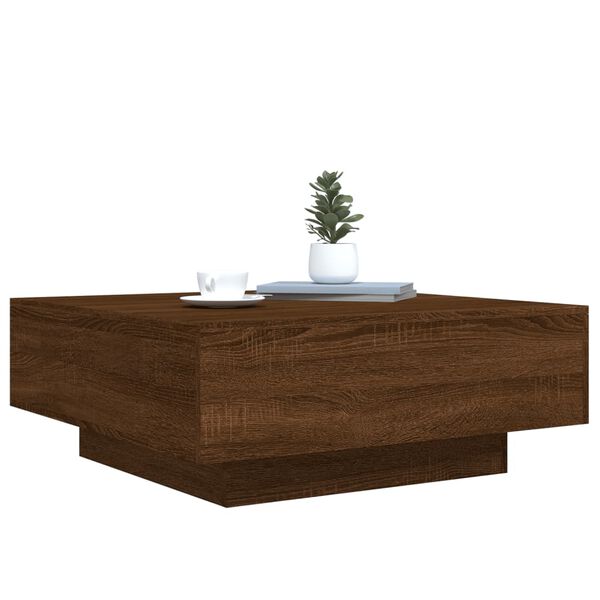vidaXL Mesa de centro madera de ingenier&iacute;a roble marr&oacute;n 80x80x31 cm
