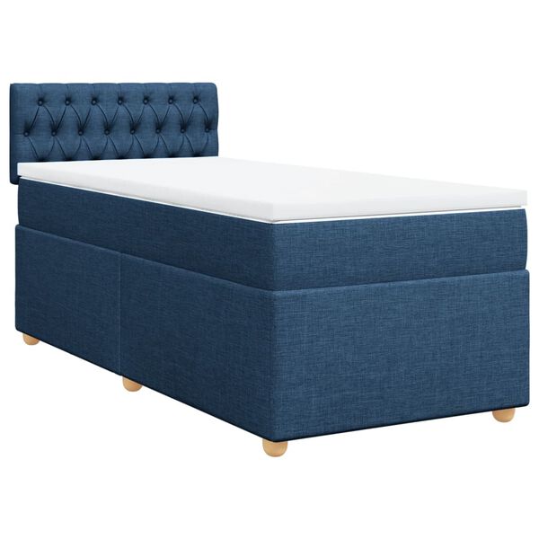 vidaXL Cama box spring con colch&oacute;n tela azul 90x200 cm