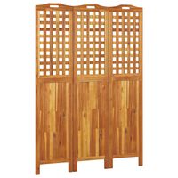 vidaXL Biombo de 3 paneles de madera maciza de acacia 121,5x2x180 cm