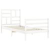 vidaXL Estructura de cama individual con cabecero madera maciza blanco