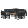 vidaXL Conjunto de sof&aacute;s de exterior 12 pcs Negro y Gris oscuro