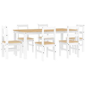 vidaXL Juego de comedor PANAMA 7 pzas madera maciza de pino blanco