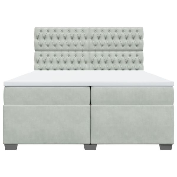 vidaXL Cama box spring con colchón terciopelo gris claro 200x200 cm