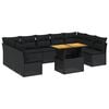 vidaXL Set de sof&aacute;s de jard&iacute;n 10 pzas cojines rat&aacute;n sint&eacute;tico negro