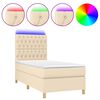 vidaXL Cama box spring colch&oacute;n y luces LED tela crema 90x200 cm