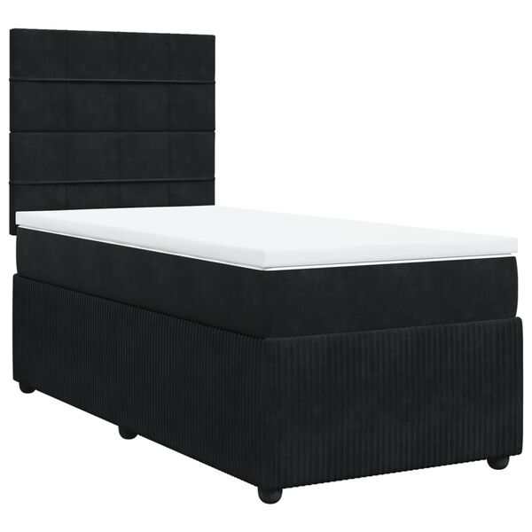 vidaXL Cama box spring con colch&oacute;n cuero sint&eacute;tico negro 90x190 cm