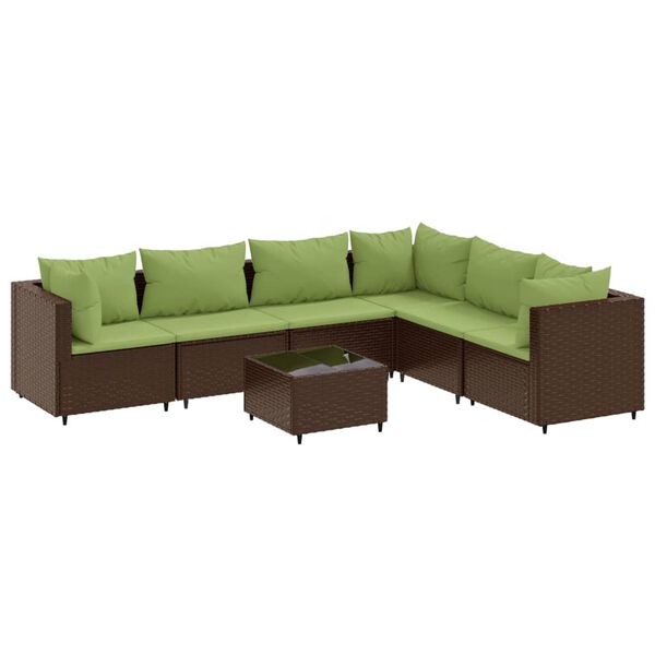 vidaXL Set muebles de jardín 7 piezas y cojines ratán sintético marrón
