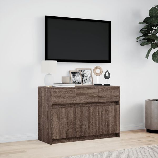 vidaXL Mueble de TV LED madera ingenier&iacute;a marr&oacute;n roble 91x34x61 cm