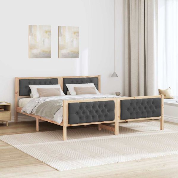 vidaXL Estructura de cama con cabecera Gris oscuro 160 x 200 cm