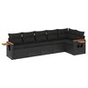 vidaXL Set de sof&aacute;s de jard&iacute;n 6 piezas y cojines rat&aacute;n sint&eacute;tico negro