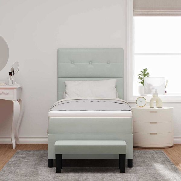 vidaXL Cama tipo Box Spring Gris Claro 90 x 200 cm Terciopelo