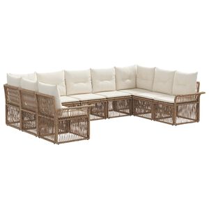 vidaXL Conjunto de sof&aacute;s de jard&iacute;n 9 uds. Beige rat&aacute;n sint&eacute;tico