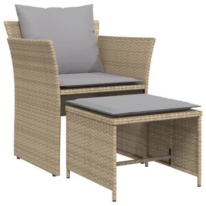 vidaXL Sill&oacute;n de jard&iacute;n con reposapi&eacute;s rat&aacute;n sint&eacute;tico beige