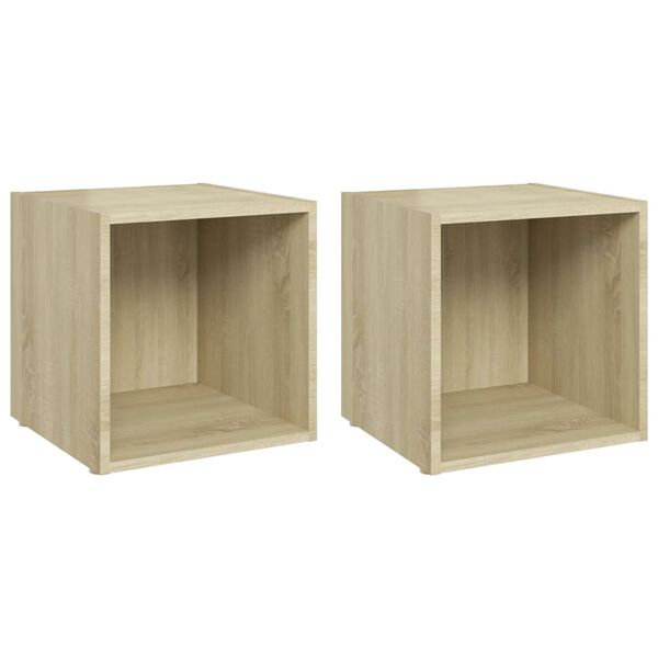 vidaXL Muebles de TV 2uds madera contrachapada roble Sonoma 37x35x37cm