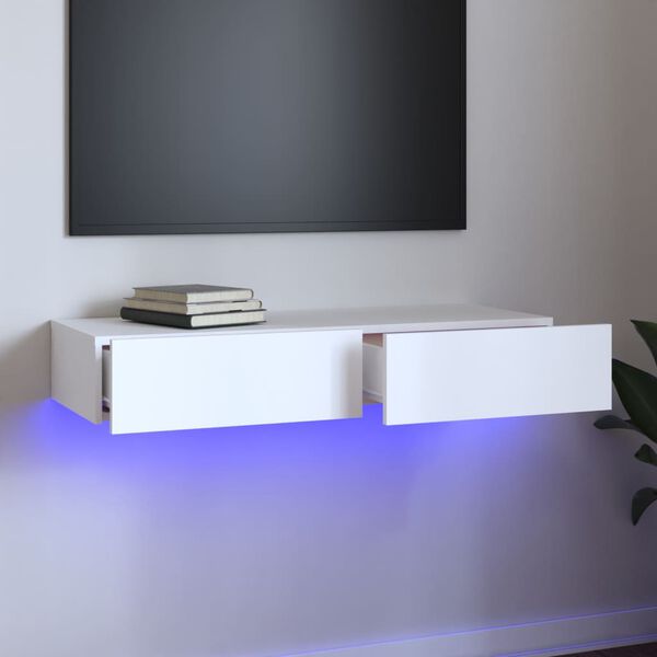 vidaXL Mueble de TV con luces LED blanco 90x35x15,5 cm