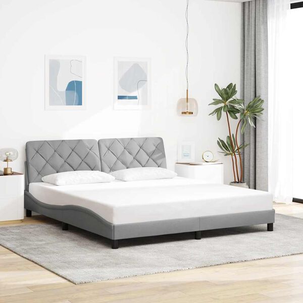vidaXL Estructura de cama sin colch&oacute;n tela gris claro 180x200 cm